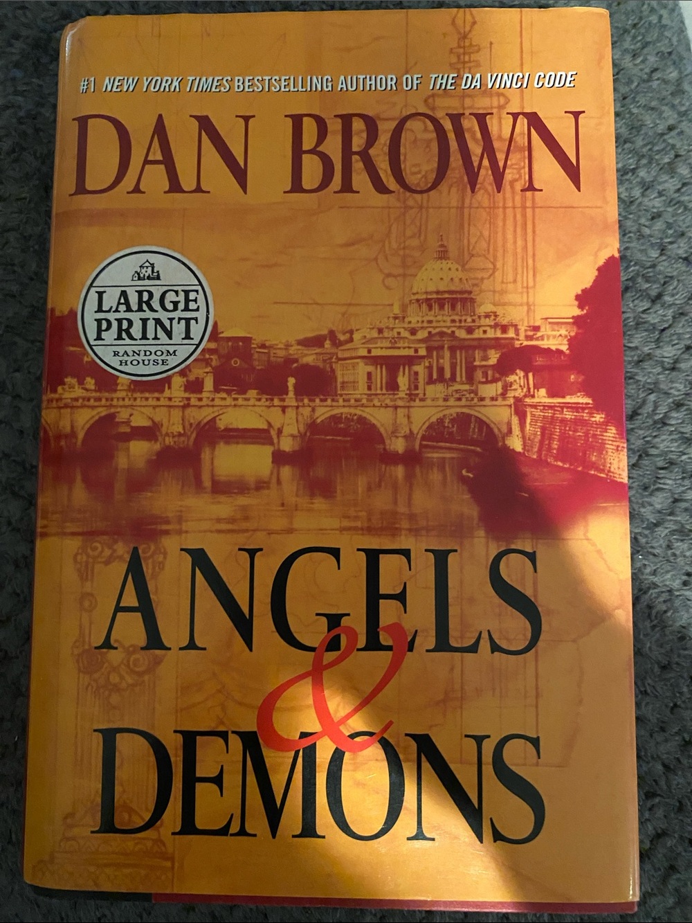 Dan Brown Angels & Demons Large Print Hardcover — Golden Yellow Cover